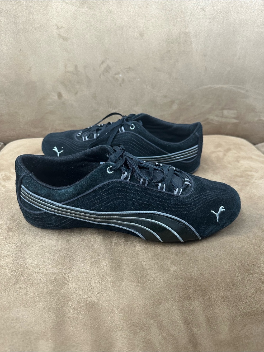 Puma Black Suede Soleil low profile sneakers size 10 womenβs